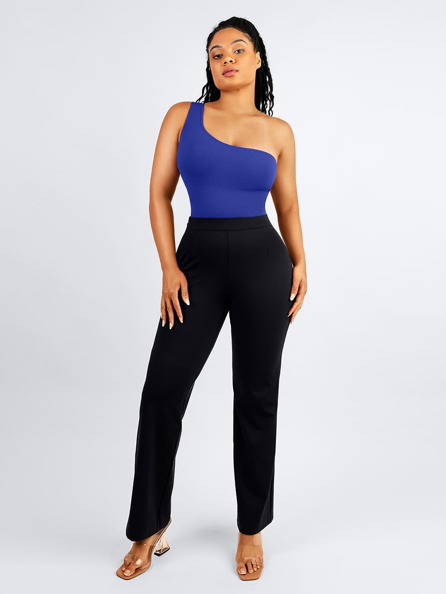 Waist Trimming Straight-leg Pants with Built-in Shaping Shorts - EliteShapeWear